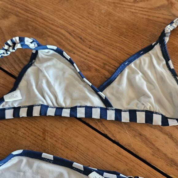 Navy Polka Dot and Stripe Bikini Set - Picture 5 of 5
